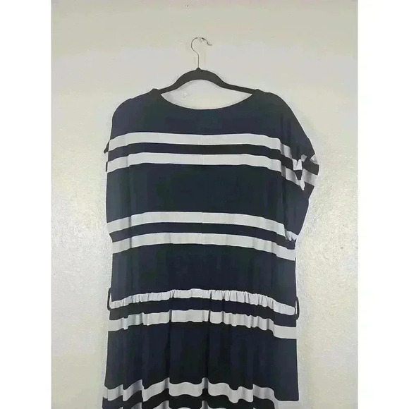 Maurices Blue White Striped Maxi Dress Short Sleeve Elastic Waist Size Small - Picture 3 of 4